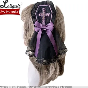 Çapraz ~ Gotik Lolita Başlığı saç tokası w. Peçe Alice Kız ~ Ön sipariş